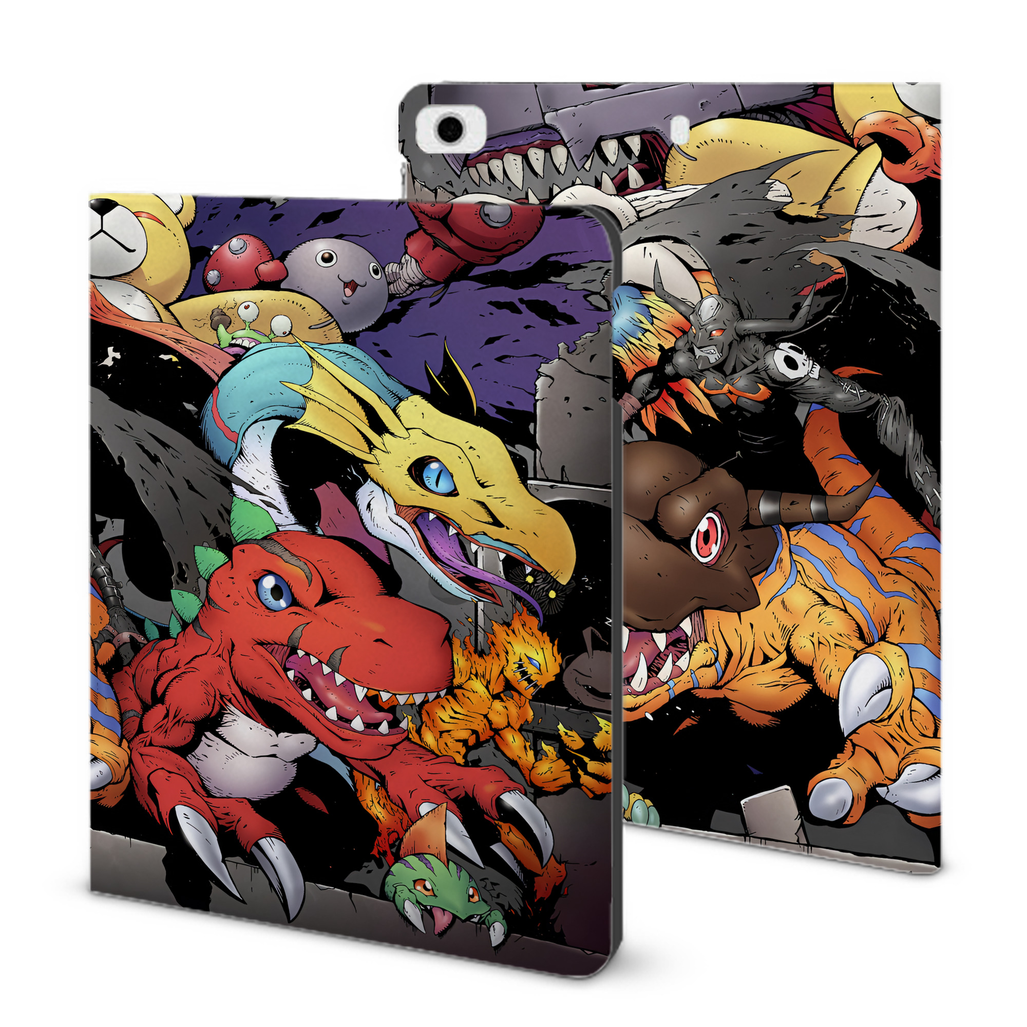（画像用） Digimon デジタルモンスター/デジモン IPad ケース ブック型 PUレザー TPU 耐衝撃 軽量 薄型 ペン収納なし 全面保護 IPad 各モデル対応